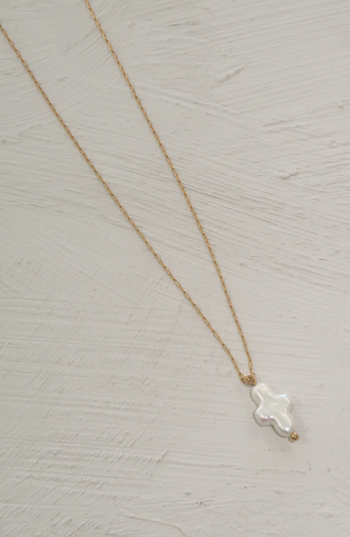 Joiana Jewelry Mini Pearl Cross Necklace In Gold