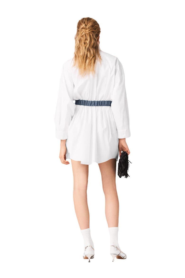 Shirt dress with contrast belt, Alternate, color, White