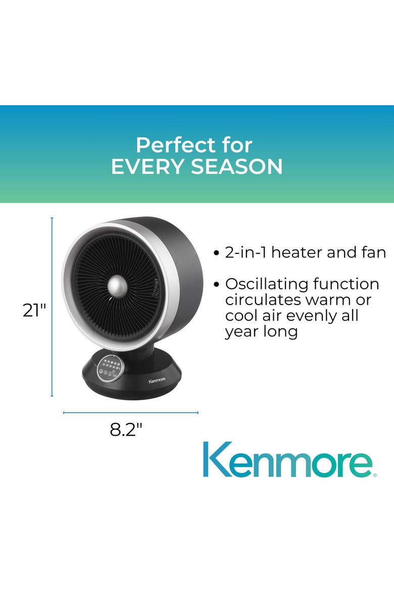Kenmore 2 In 1 Black Desk Fan and Heater Combo, Alternate, color, Black