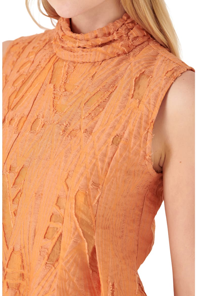 Destroyed Cotton & Linen Sleeveless Crop Top, Alternate, color, ORANGE