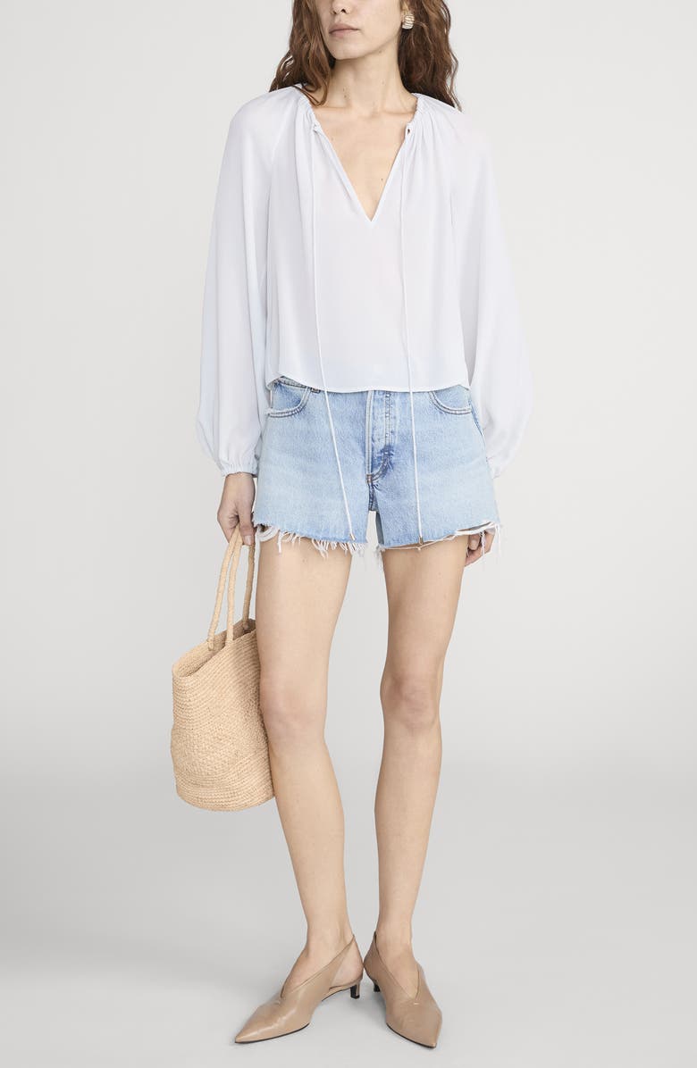 FRAME The Silk Balloon Top, Alternate, color, Ice Blue