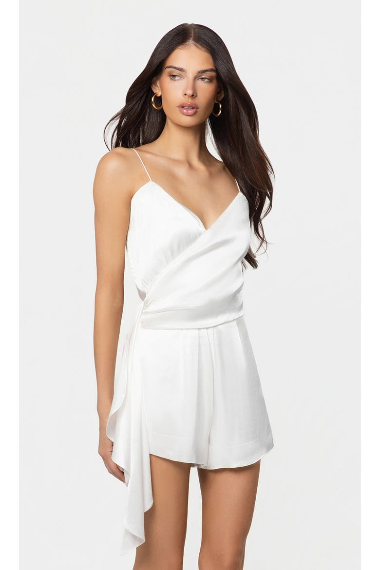 Cheryl Liquid Satin Romper, Alternate, color, White