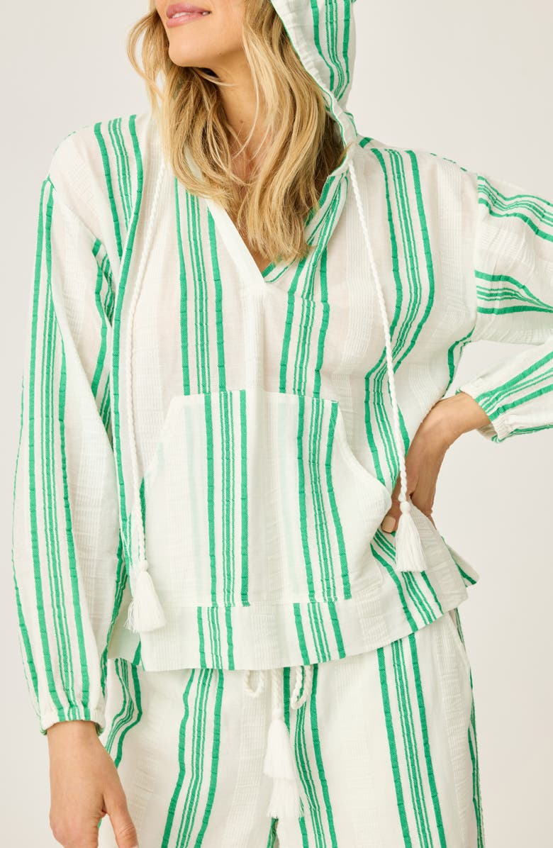 PJ Salvage The Beachcomber Stripe Puckered Gauze Hoodie, Alternate, color, 