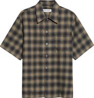 OUR LEGACY Every Check Short Sleeve Cotton & Wool Button-Up Shirt