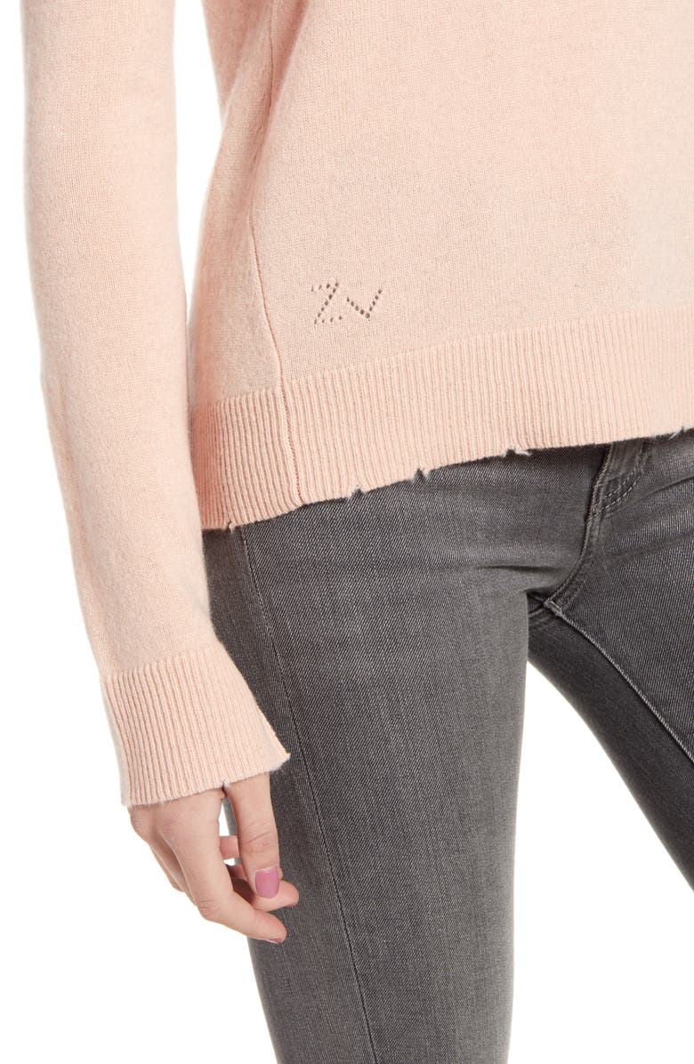 Zadig & Voltaire Cici Patch Sleeve Cashmere Sweater, Alternate, color, 