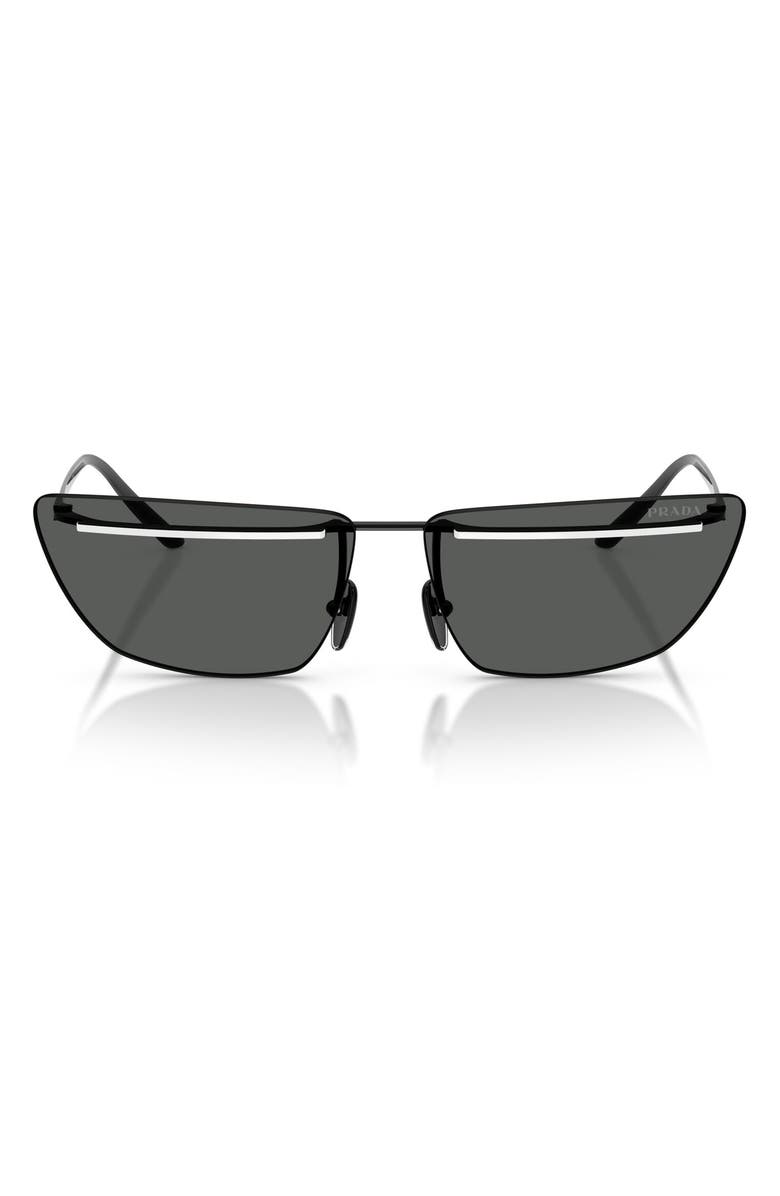 Prada 64mm Oversize Butterfly Sunglasses, Main, color, Black/ White / Dark Grey