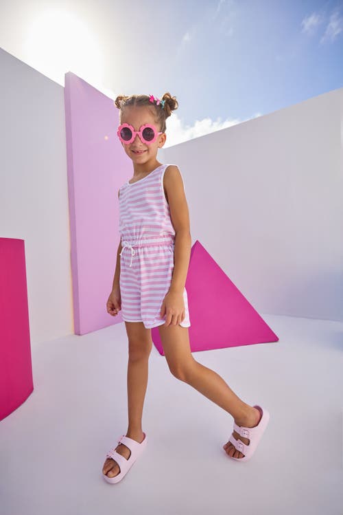Bisby Kids' Knit Rugby Romper In Petal
