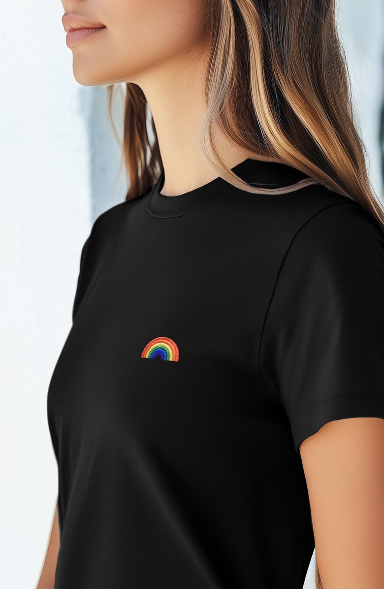Dalix Womens Rainbow Jersey Relaxed Tee, Alternate, color, Black