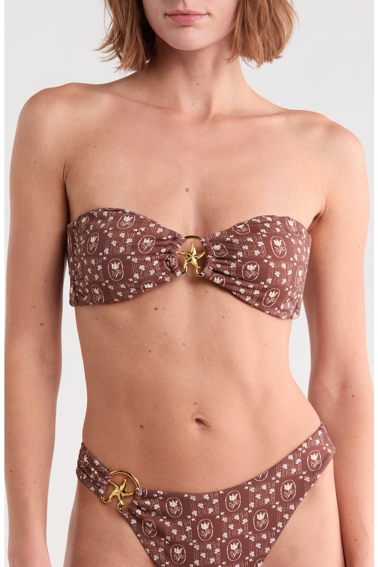 Lotus Bandeau Bikini Top, Main, color, CHOCOLATE BLOOM
