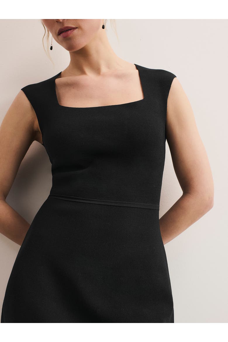 Sculptural Square Neck Sheath Dress, Alternate, color, Black