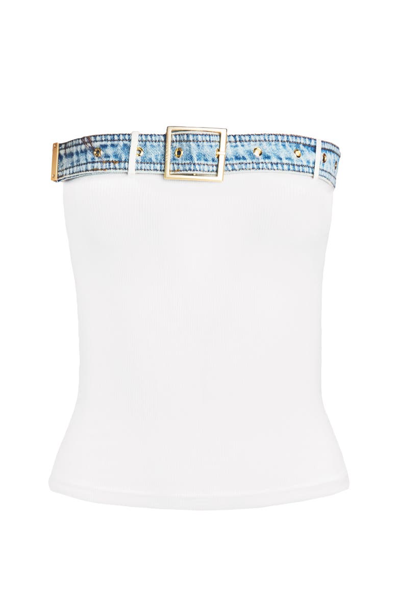 Etta Knit Denim Top, Alternate, color, White/Coastline