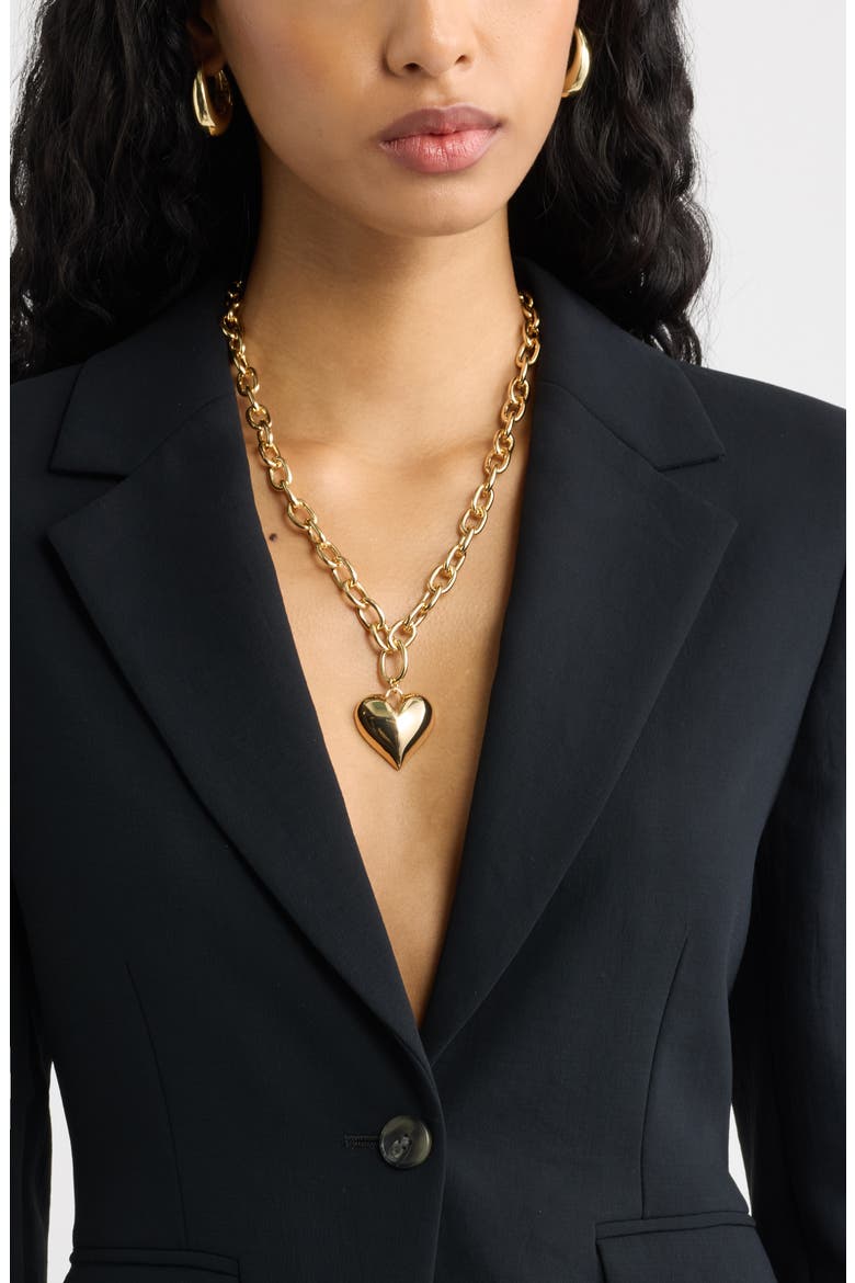 Puffy Heart Chain Necklace, Alternate, color, GOLD