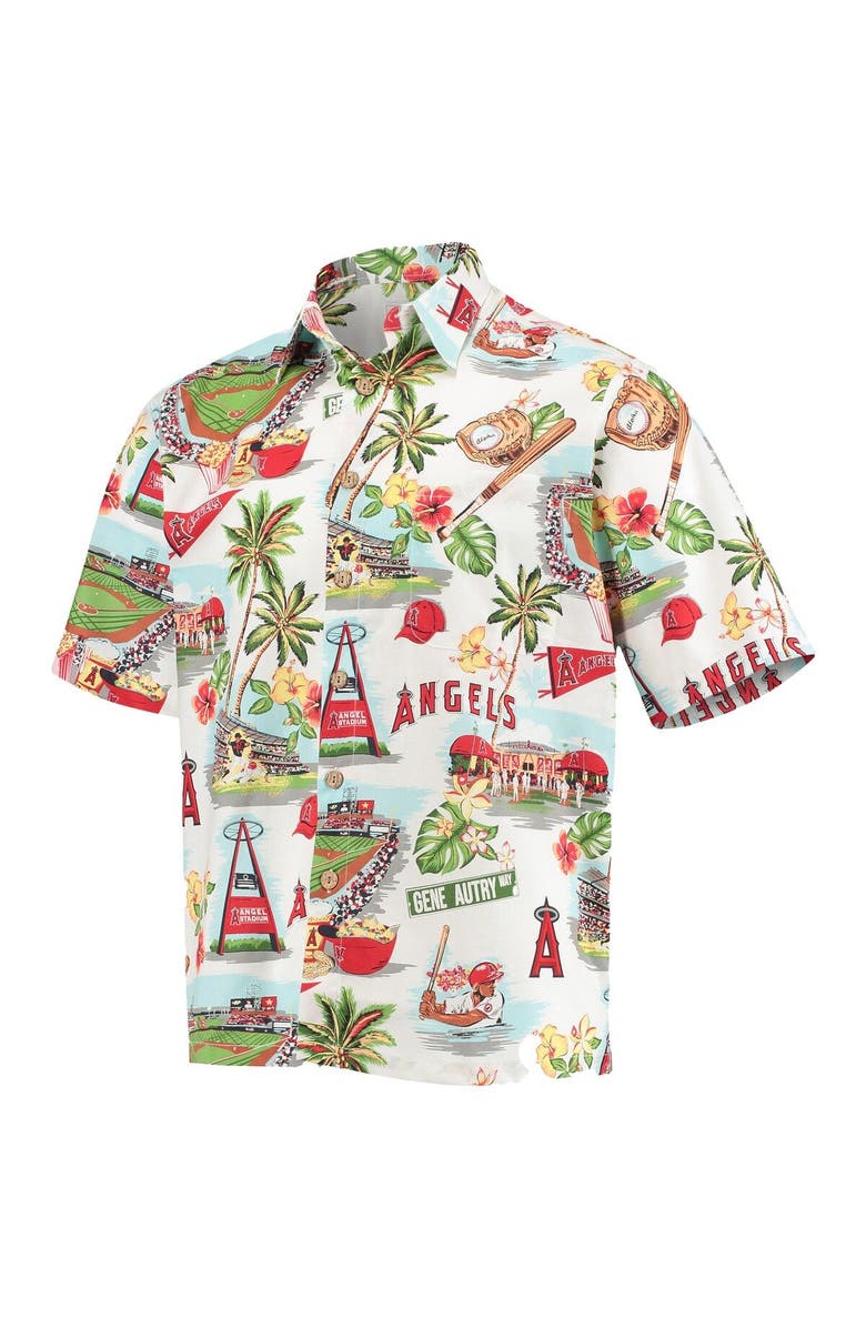 Reyn Spooner Men's Reyn Spooner White Los Angeles Angels Scenic Button-Up Shirt, Alternate, color, 