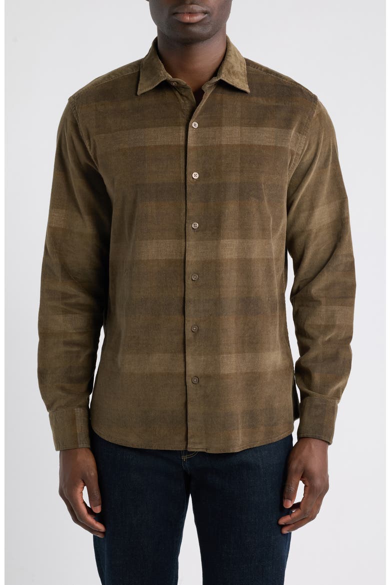 Daban Long Sleeve Stretch Cotton Button Up Shirt, Main, color, BROWN