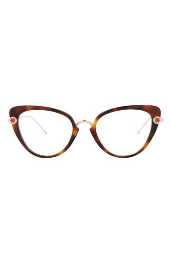 Pomellato Novelty 50mm Cat Eye Optical Glasses In Havana Gold Transparent