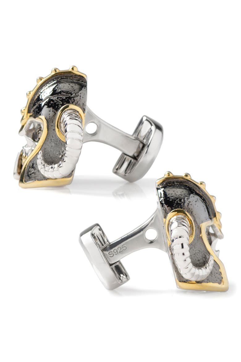 Viking Helmet 3D Cuff Links, Alternate, color, SILVER