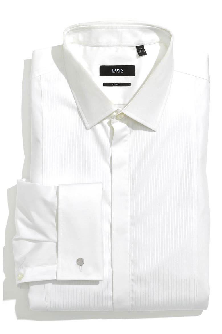 HUGO BOSS 'Jason' Slim Fit Tuxedo Shirt, Main, color, WHITE