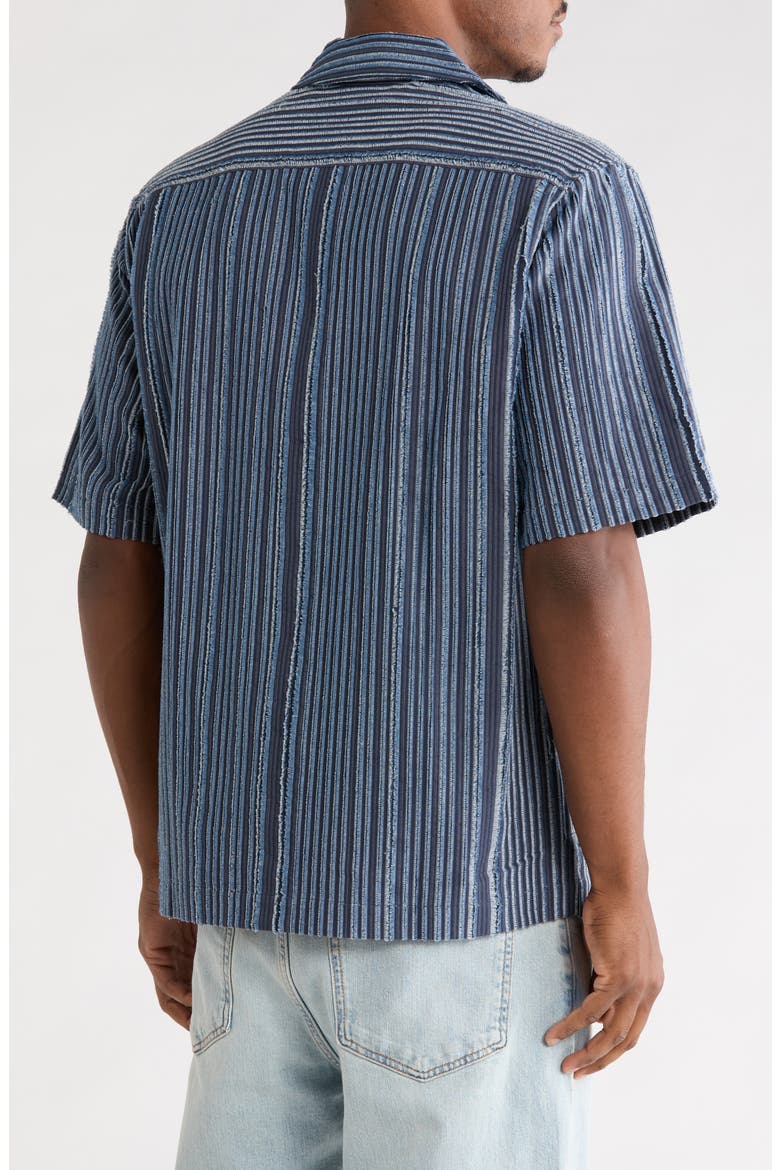 Relaxed Fit Textured Camp Shirt, Alternate, color, BLUE/ PINK