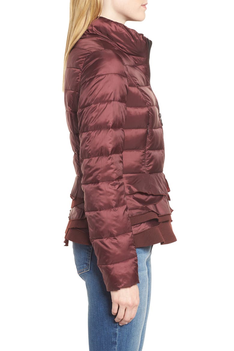 Zoey Ruffle Hem Puffer Jacket, Alternate, color, ROSEWOOD