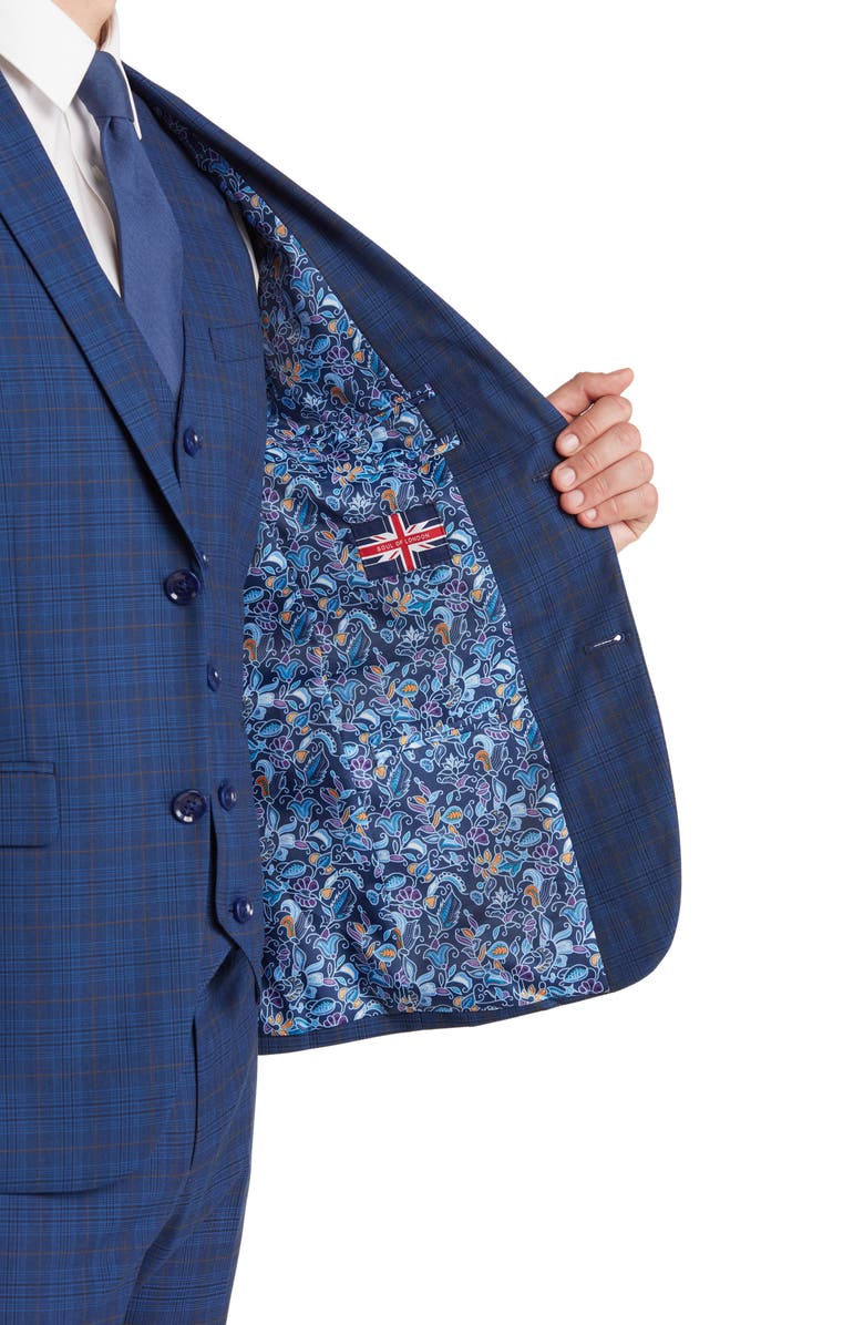 SOUL OF LONDON Navy Check Suit, Alternate, color, Navy