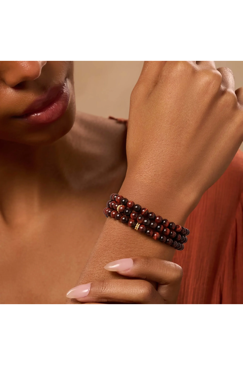 Enduring Flow Red Tiger Eye Turtle Wrap Bracelet, Alternate, color, Burgundy/Gold