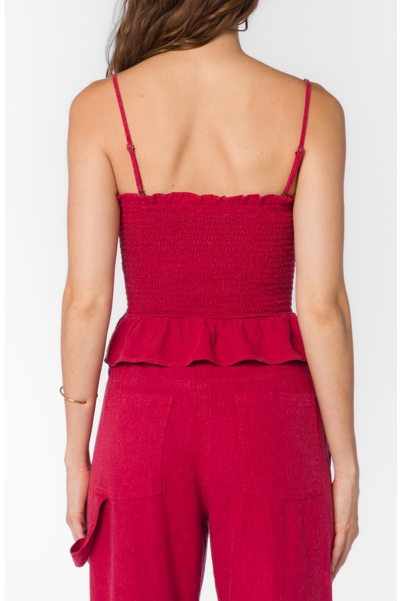 Chantal Smocked Peplum Camisole, Alternate, color, RED SALSA