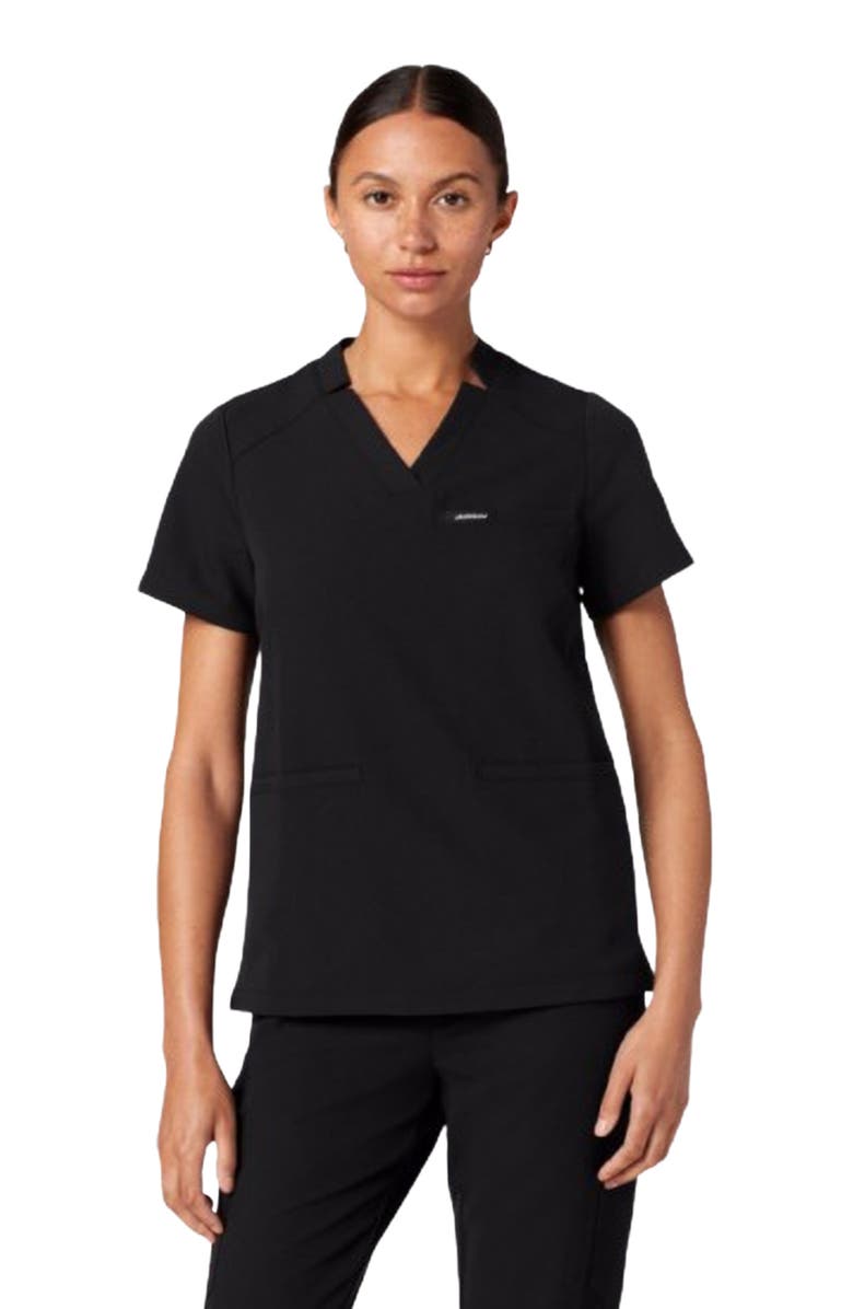 JAANUU Helia Women's 3-Pocket Classic Notched V-Neck Scrub Top, Main, color, Black