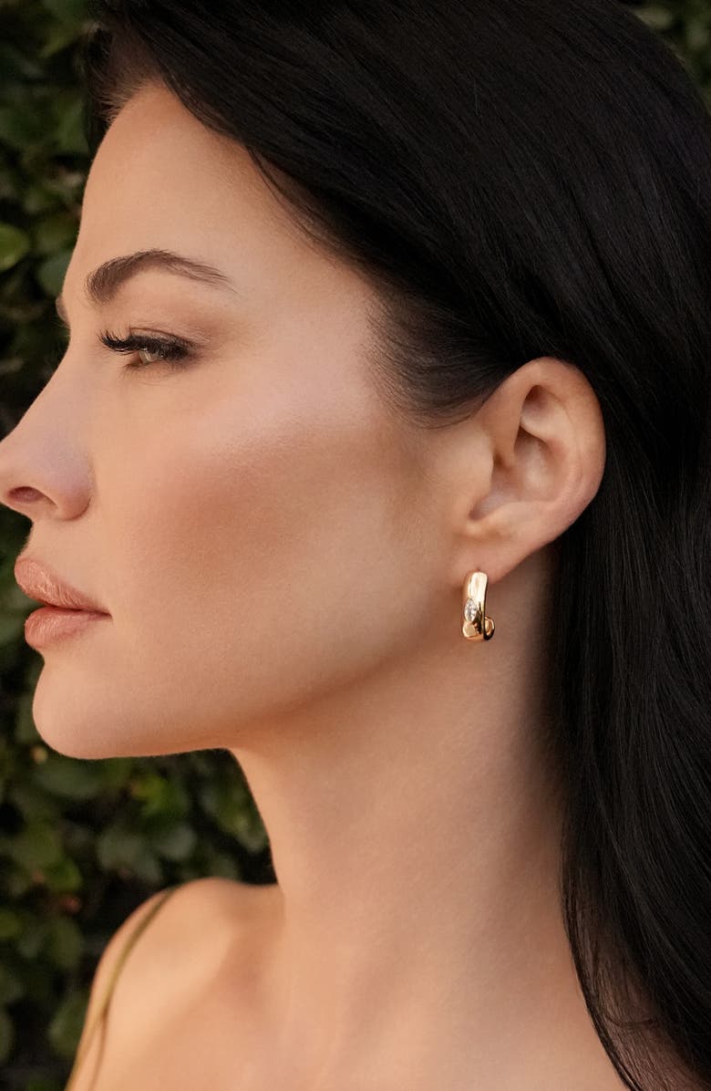 Ettika Marquise Hoop Earrings, Alternate, color, Gold