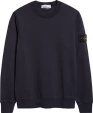 Stone Island Compass Logo Patch Cotton Crewneck Sweatshirt