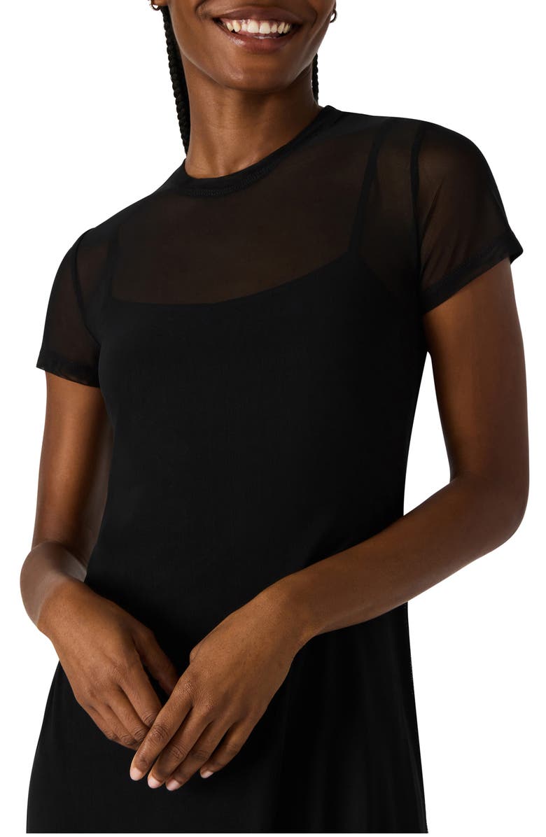 Steve Madden Nola Mesh Midi Dress, Alternate, color, Black