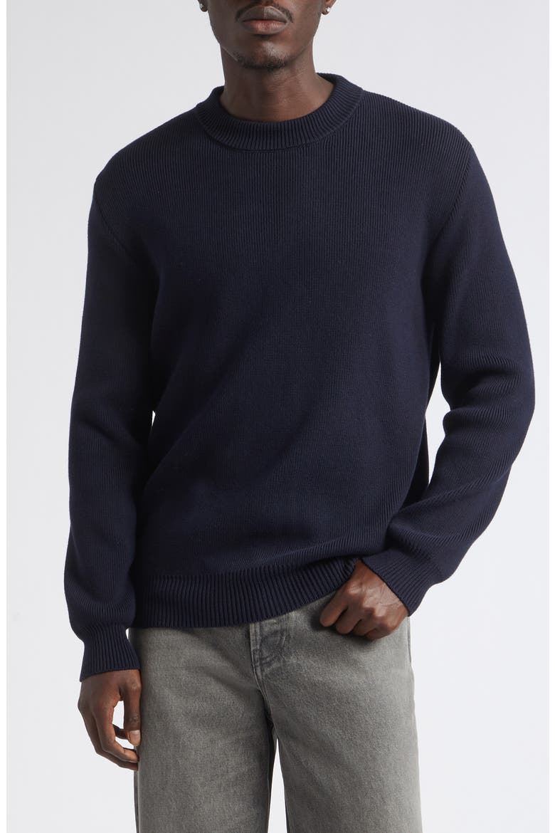 Golden Cotton Blend Crewneck Sweater, Main, color, DARK BLUE