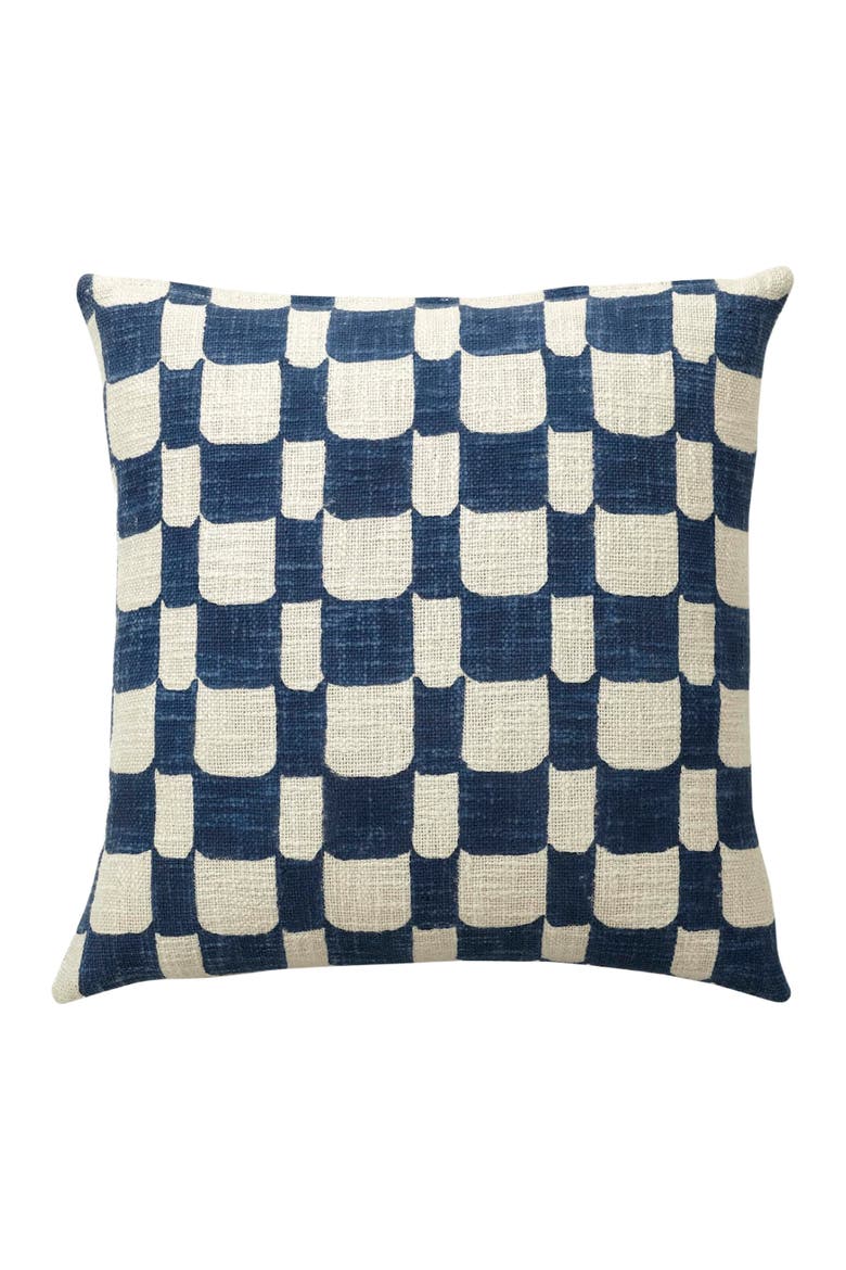 Checkered Block Printed Pillow - Cover Only, Main, color, Indigo