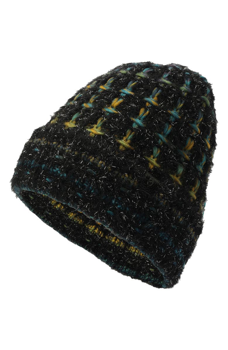 Kurt Geiger London Metallic Eyelash Cuff Beanie, Alternate, color, Classic Black Rainbow