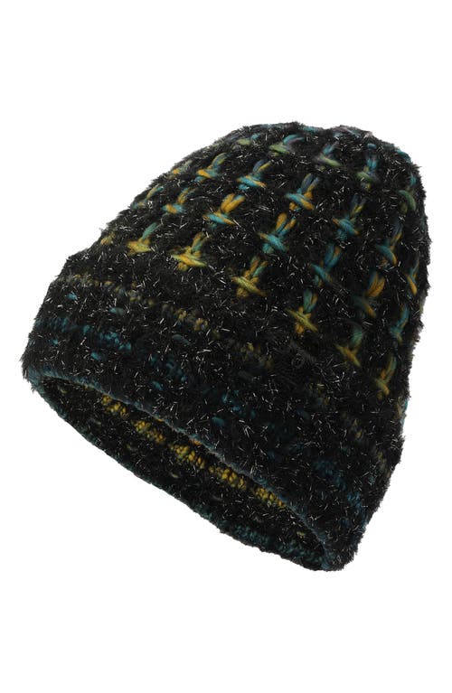 Kurt Geiger London Metallic Eyelash Cuff Beanie In Black