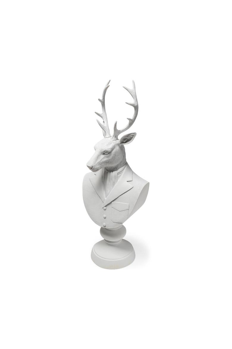 Mozart Painted Resin Deer In A Suit Bust, Main, color, White