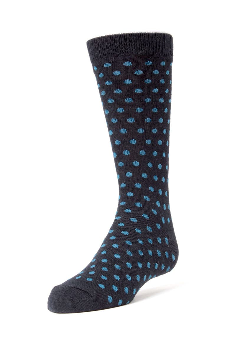 Polka Dot Dress Socks, Main, color, Navy