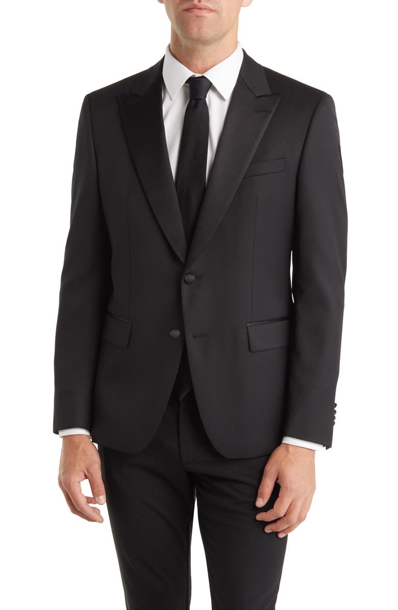 BOSS Huge Tux Virgin Wool Sport Coat, Main, color, Black