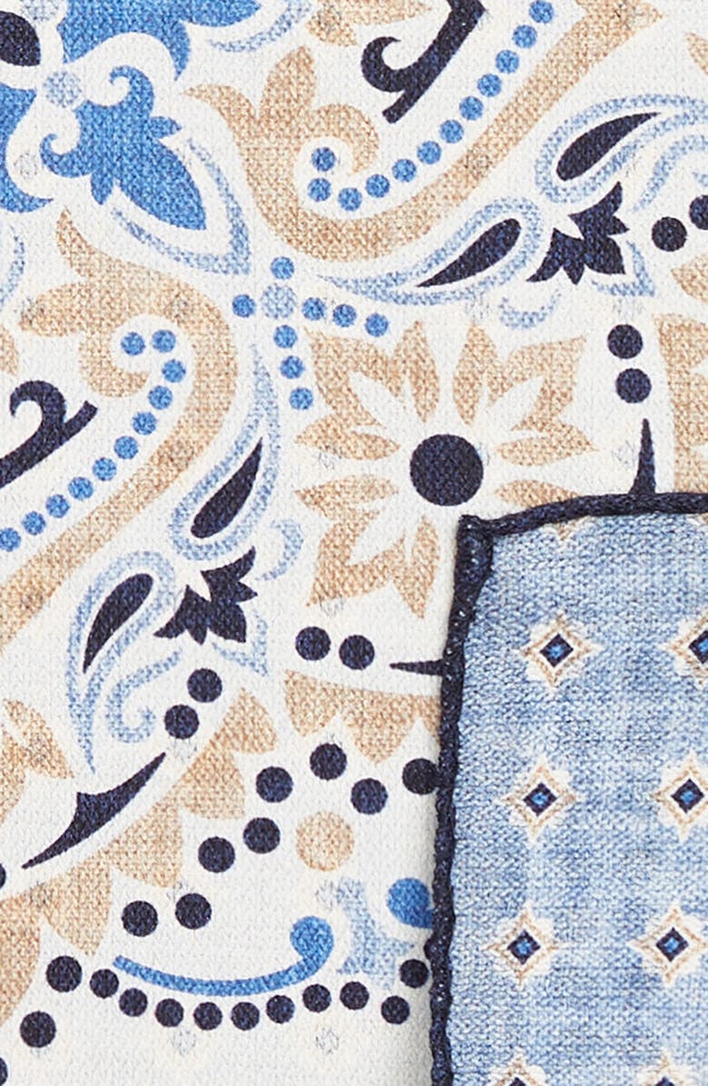 EDWARD ARMAH Mono Medallion Reversible Silk Pocket Square, Alternate, color,