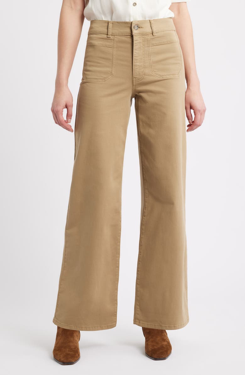 FRAME Le Slim Modernist Pocket Palazzo Jeans, Main, color, Khaki