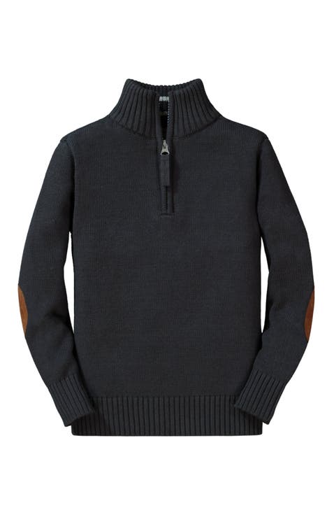 Baby Boys' Half Zip Pullover Sweater with Elbow Patches, Infant