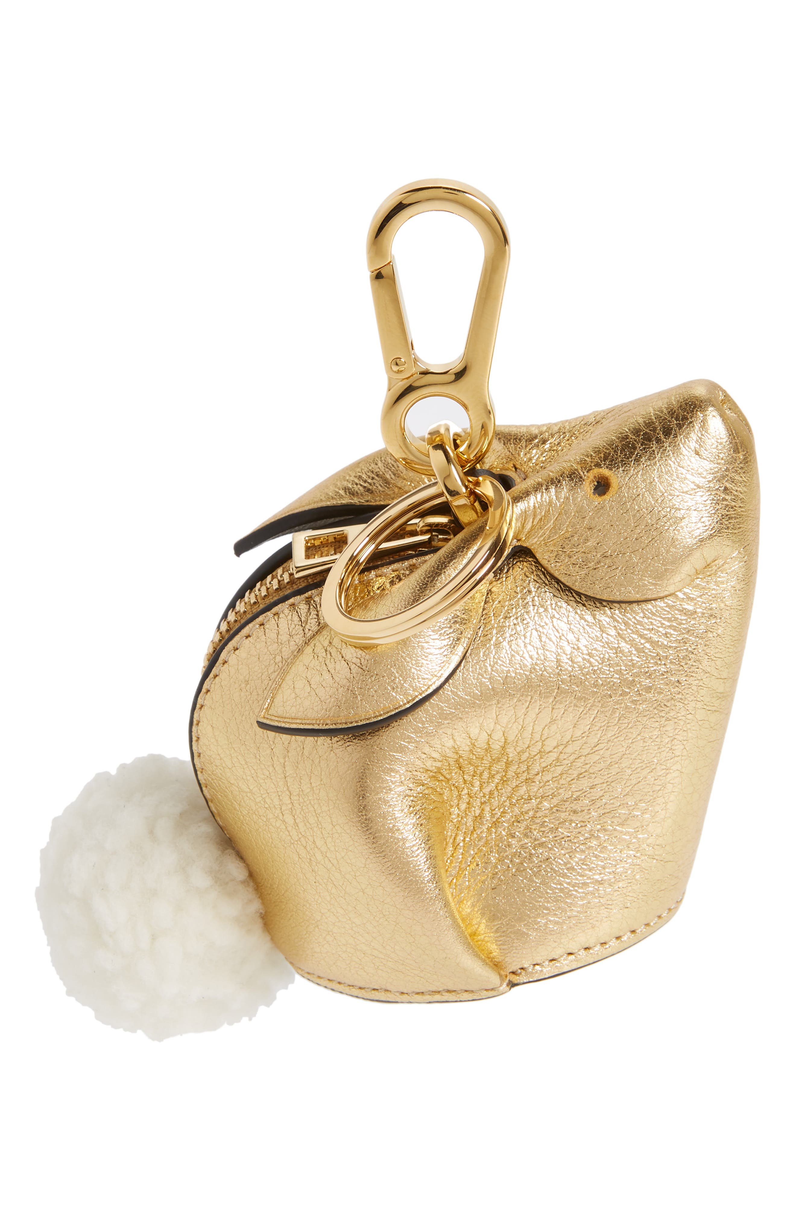 Loewe Bunny Bag Charm with Genuine Shearling, Main, color, 