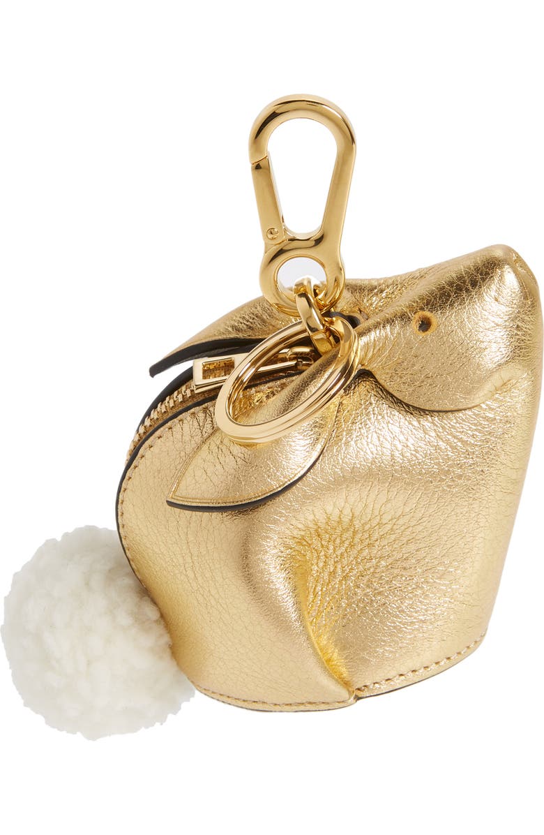 Loewe Bunny Bag Charm with Genuine Shearling, Main, color,