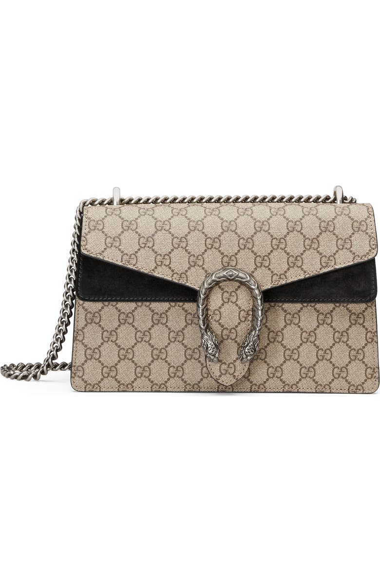 Gucci Small Canvas & Suede Shoulder Bag, Main, color,