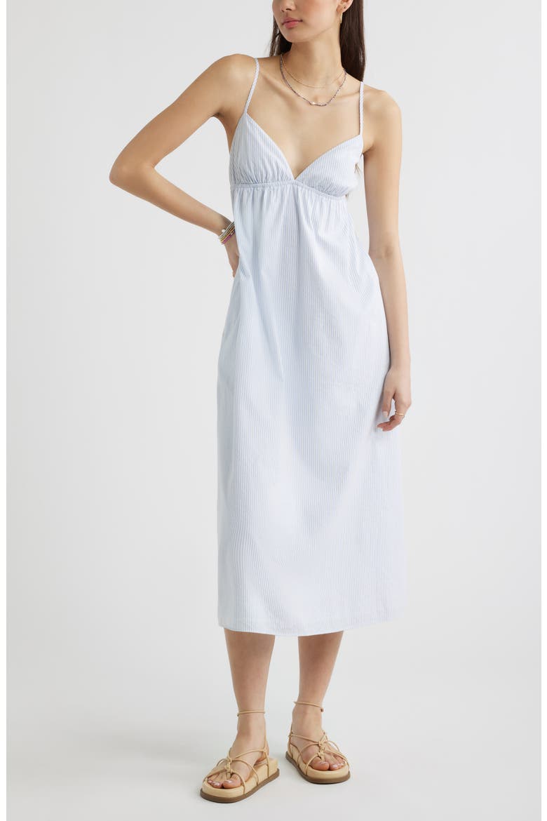 Stripe Cotton Blend Midi Dress, Main, color, BLUE- WHITE ORBITAL STRIPE