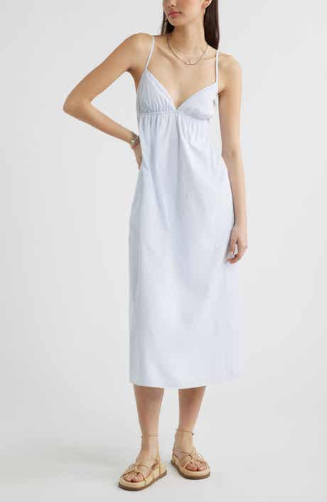 Stripe Cotton Blend Midi Dress