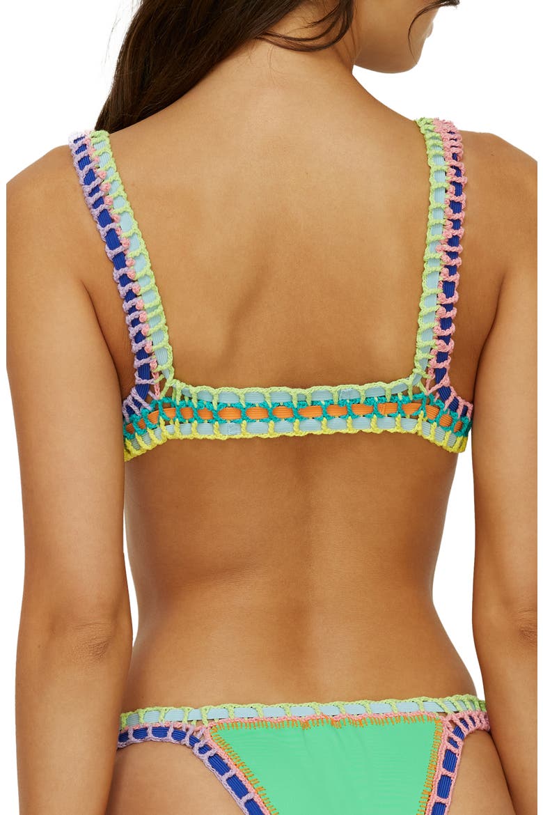Colorful Whipstitch Trim Triangle Bikini Top, Alternate, color, GREEN