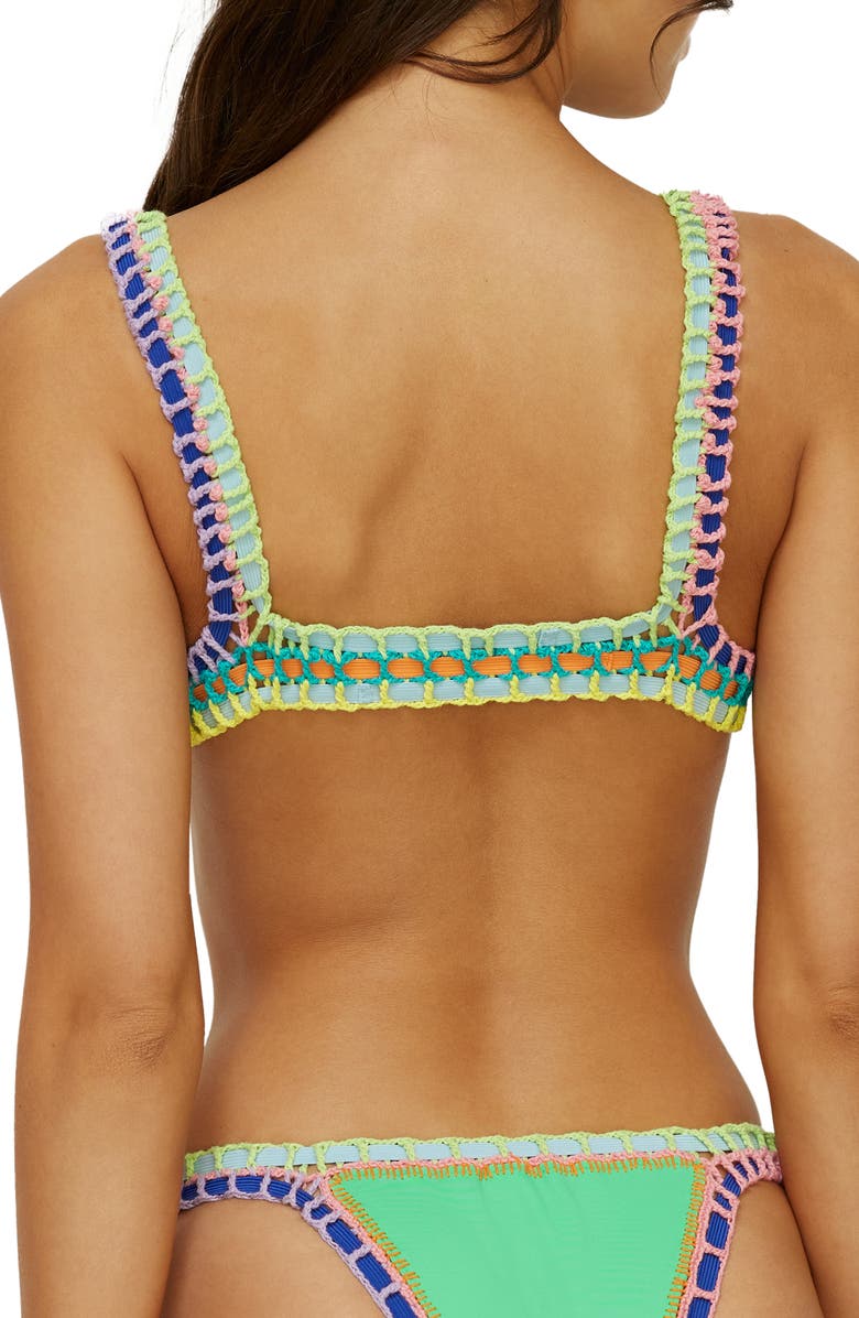 PQ SWIM Colorful Whipstitch Trim Triangle Bikini Top, Alternate, color, Green