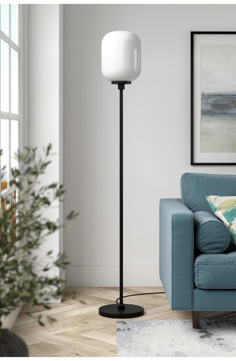 ADDISON AND LANE Agnolo Blackened Bronze Floor Lamp with White Milk Glass Shade, Alternate, color,