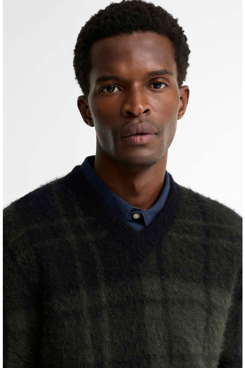 Hunham Tartan V-Neck Sweater, Alternate, color, BLACK