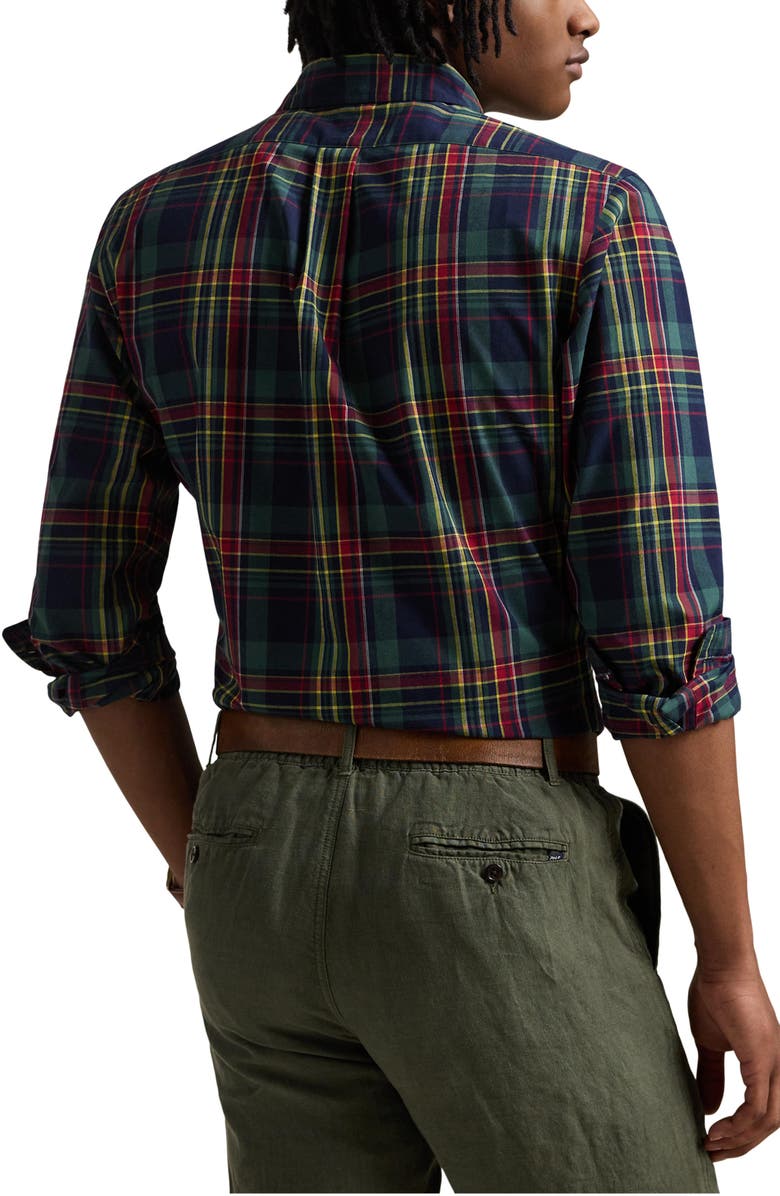 Polo Ralph Lauren Madras Plaid Performance Button-Down Shirt, Alternate, color, Navy Red Multi